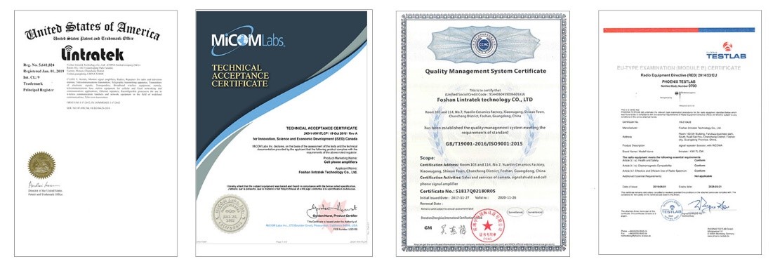 lintratek सिग्नल बूस्टर प्रमाणीकरण